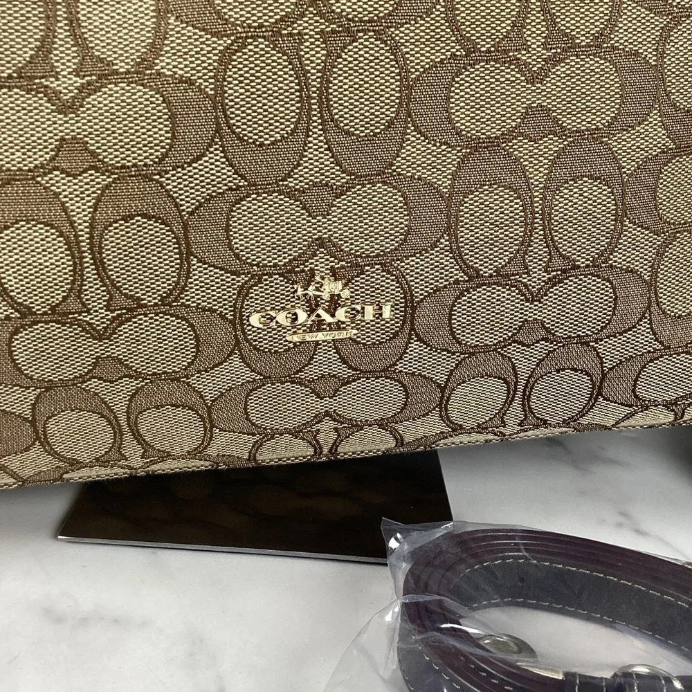 COACH HOBO BAG OUTLINE SIGNATURE CELESTE KHAKI TAN BROWN PURSE GUC - Picture 4 of 12